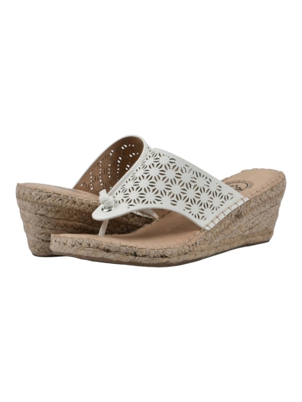 White Mountain Beaux Espadrilles White/Smooth Wedge Sandals Women's Size 9 NIB